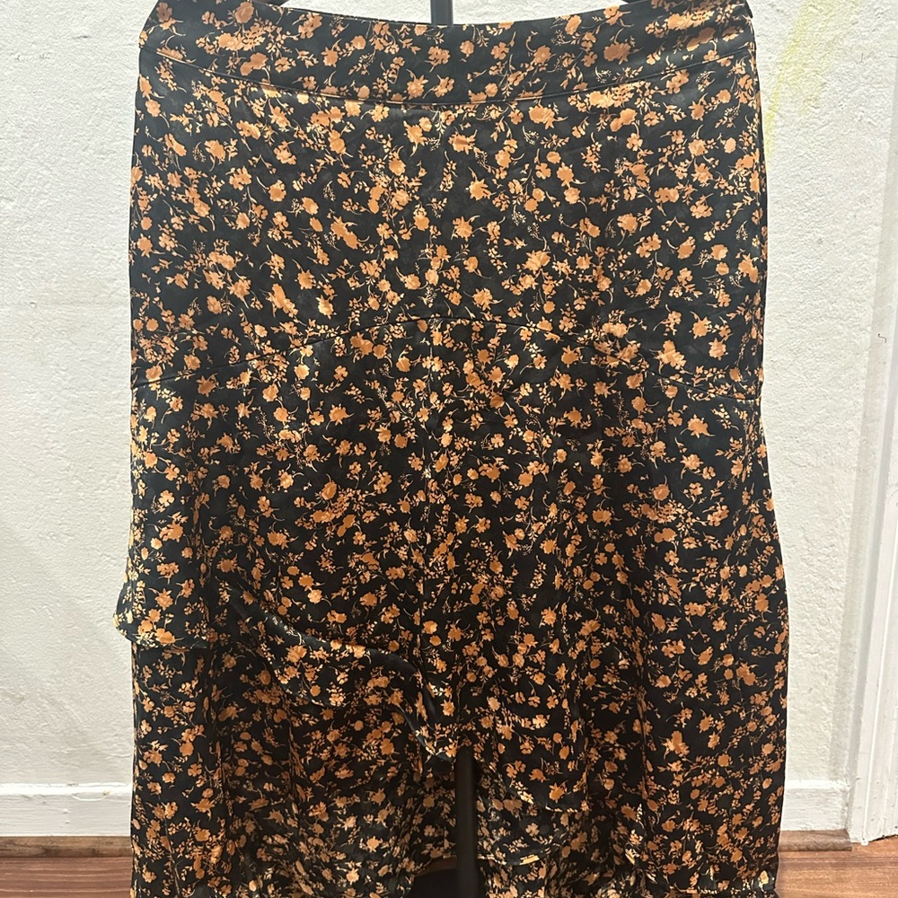 Bar III Floral Maxi Skirt in Black and Orange